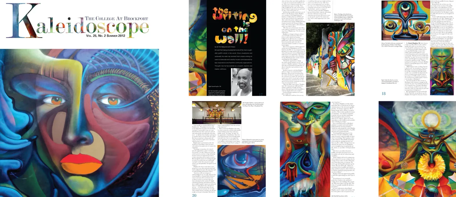 Kaleidoscope magazine art feature, cover and spread